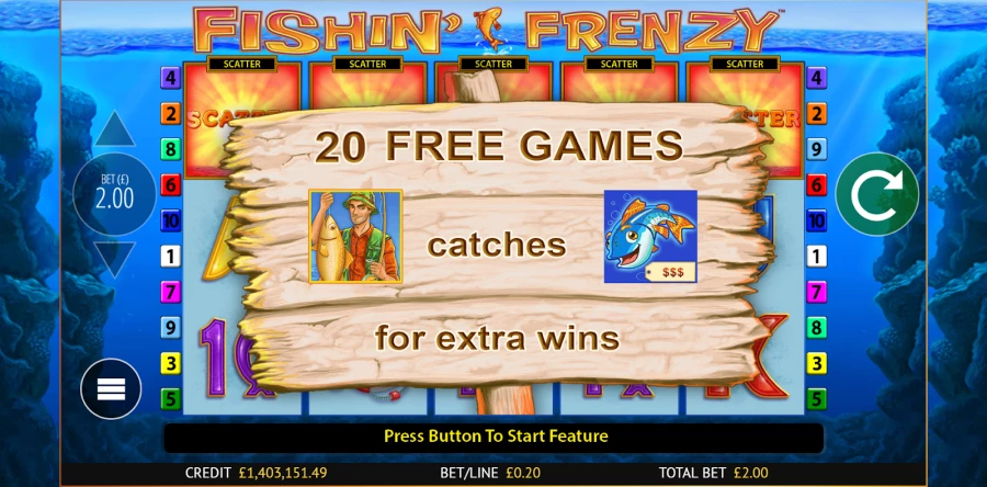 Fishin Frenzy slots starts